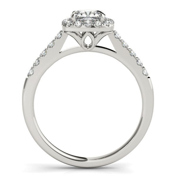 Anillo de compromiso de oro blanco de 14 quilates con forma cuadrada exterior y diamantes redondos (3/4 quilates en total)