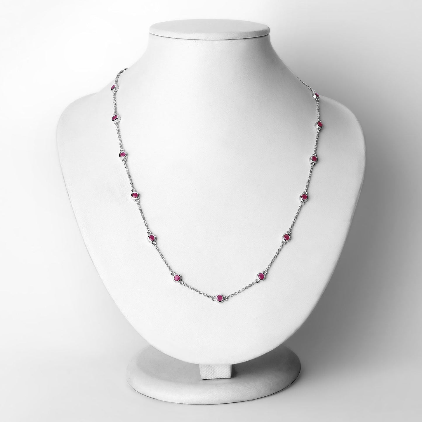 Collar de plata de ley .925 con rubí auténtico de 2,34 quilates