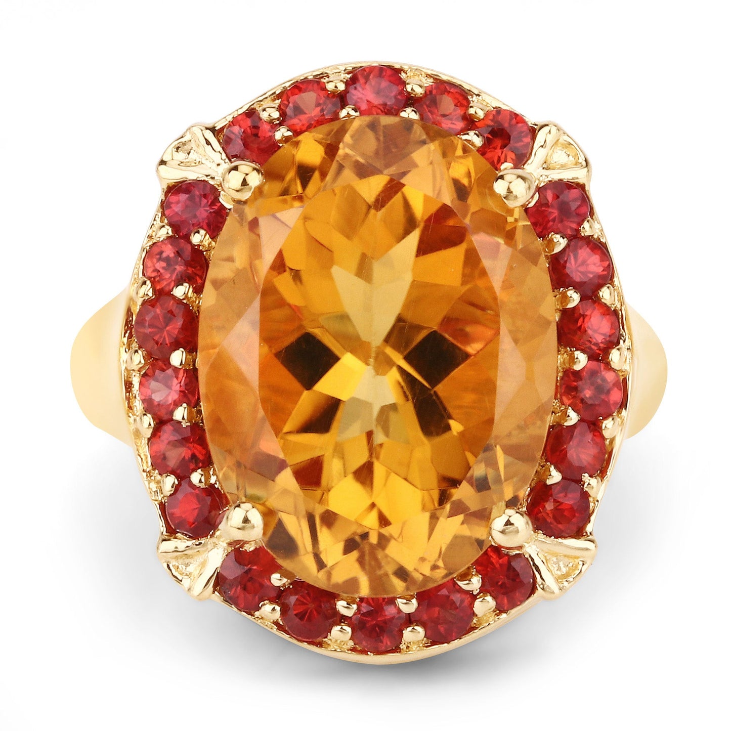 Anillo de plata de ley .925 con citrino genuino de 9,38 quilates y zafiro naranja