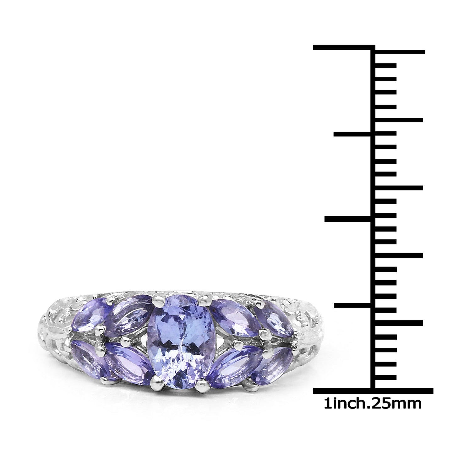 Anillo de plata de ley .925 con tanzanita genuina de 1.63 quilates