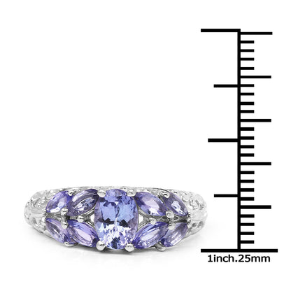Anillo de plata de ley .925 con tanzanita genuina de 1.63 quilates