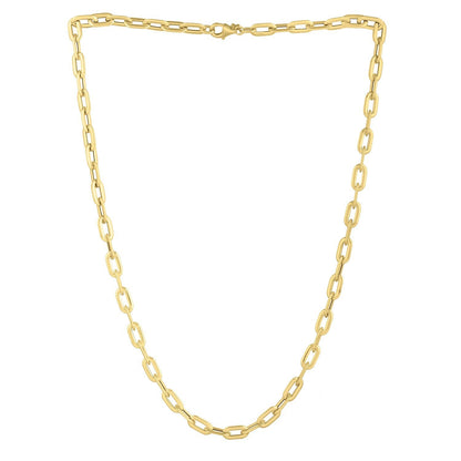 Collar de cadena con eslabones ovalados abombados tipo clip de oro amarillo de 14k (5.30 mm)