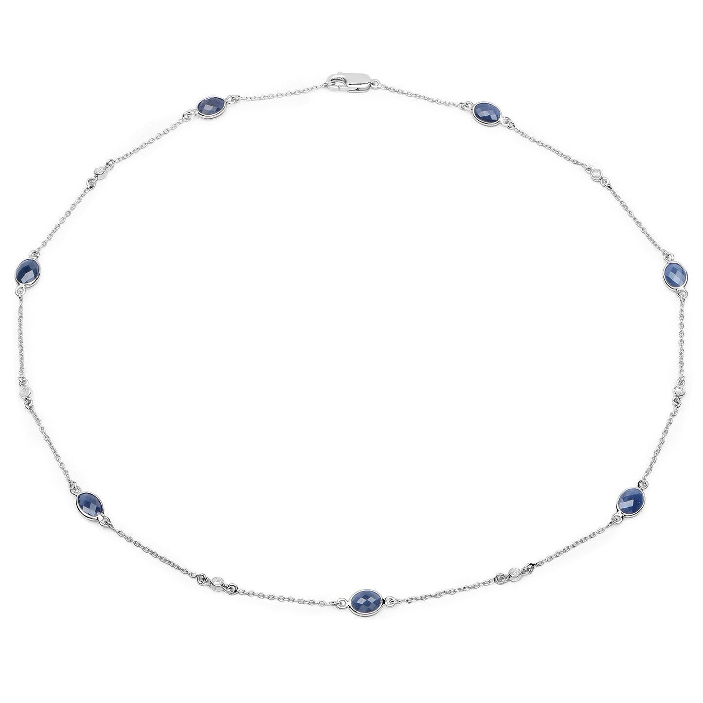 Collar de plata esterlina .925 con zafiro azul genuino de 6.43 quilates y diamantes blancos