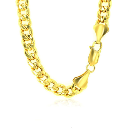 Cadena cubana ligera de Miami de oro amarillo de 10k y 6,5 mm