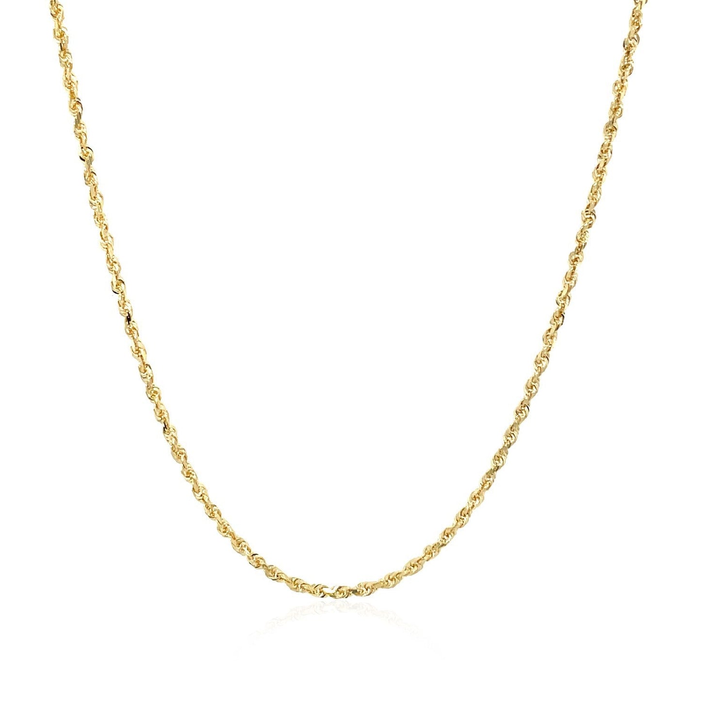 Cadena de oro amarillo macizo de 10k con diseño de cuerda y corte de diamante, 1.4mm