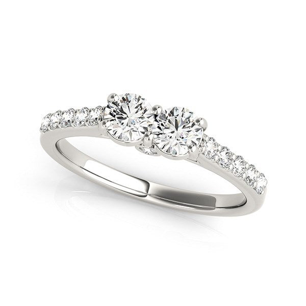 Anillo de oro blanco de 14 quilates con dos diamantes redondos (3/4 quilates en total)