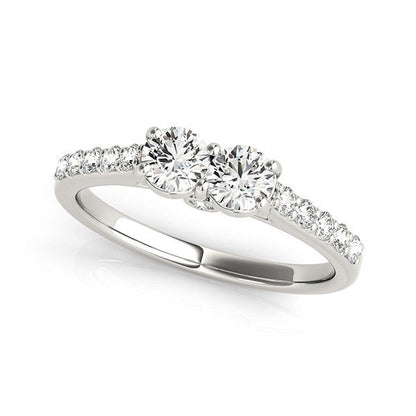 Anillo de oro blanco de 14 quilates con dos diamantes redondos (3/4 quilates en total)