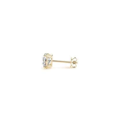 Aretes de diamante redondo cultivado en laboratorio de 1 quilate total certificado IGI de oro amarillo de 14k (G/VS2)