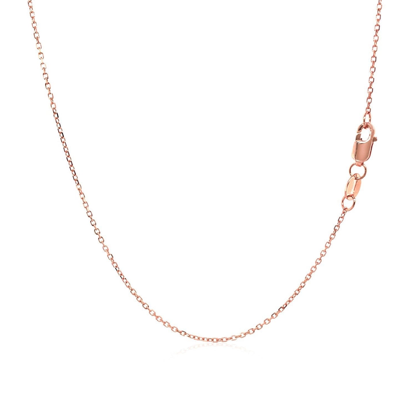 Cadena de eslabones de cable con corte de diamante en oro rosa de 14k (0,8 mm)