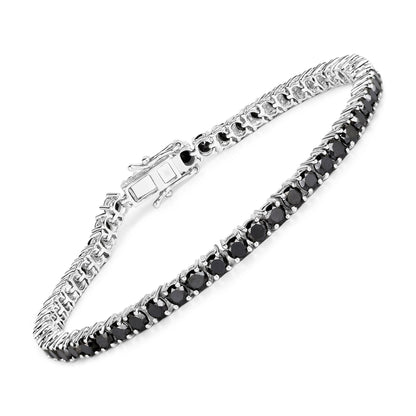 Pulsera de plata de ley .925 con diamante negro genuino de 5,40 quilates