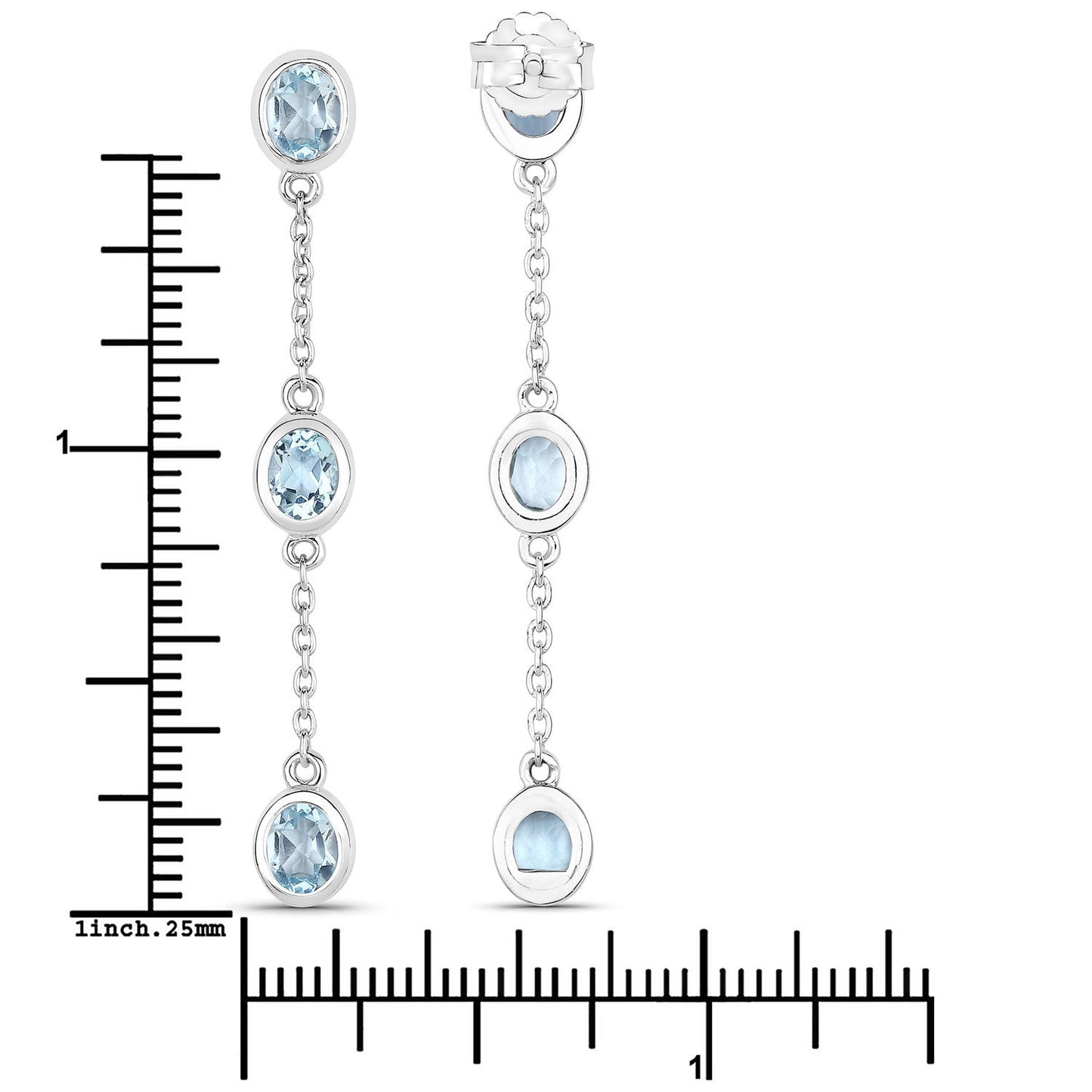 Pendientes de plata de ley .925 con topacio azul auténtico de 2,16 quilates