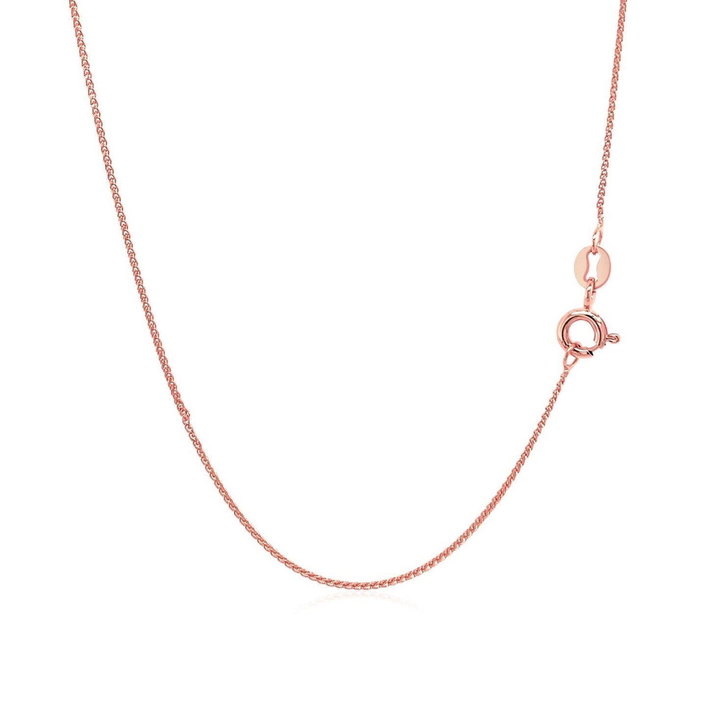 Cadena de trigo redonda de oro rosa de 14k con corte de diamante 0.6mm