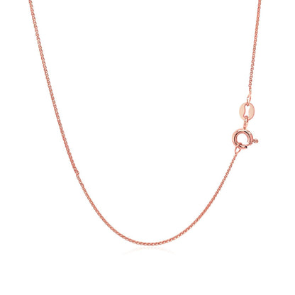 Cadena de trigo redonda de oro rosa de 14k con corte de diamante 0.6mm