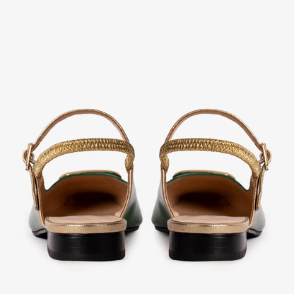 The Rosalinda Green Patent Leather Women Flat Slingback Sandal