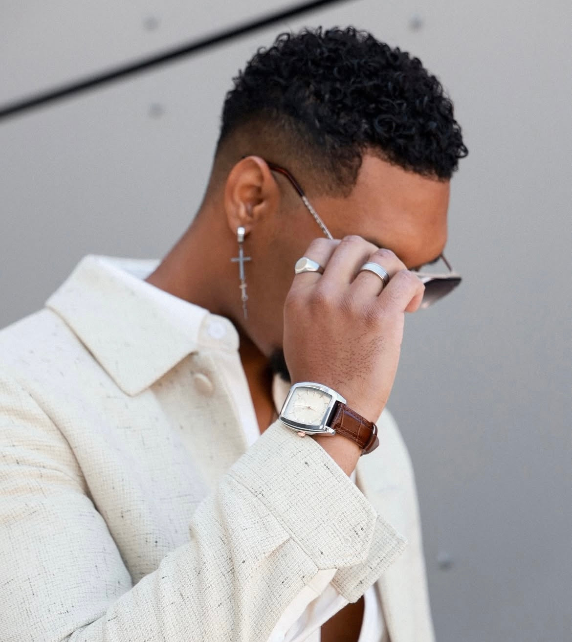 Men 33mm Remote Second Hand Leather Strap watch