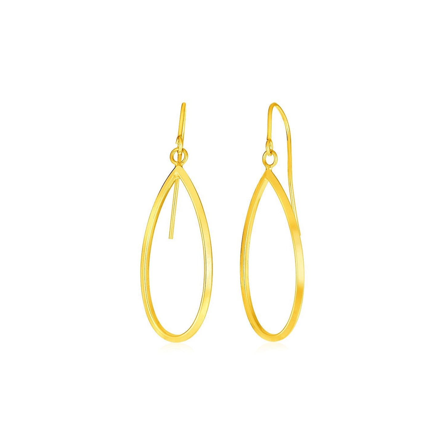 Pendientes de oro amarillo de 14k con colgantes de lágrima abierta pulida