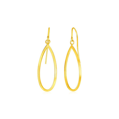 Pendientes de oro amarillo de 14k con colgantes de lágrima abierta pulida