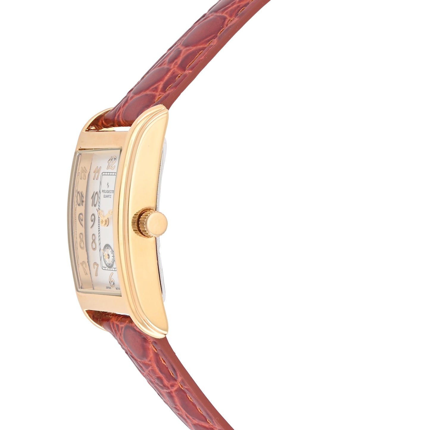 Men's 38x24mm Gold Contour Case Remote Sweep Leather watch