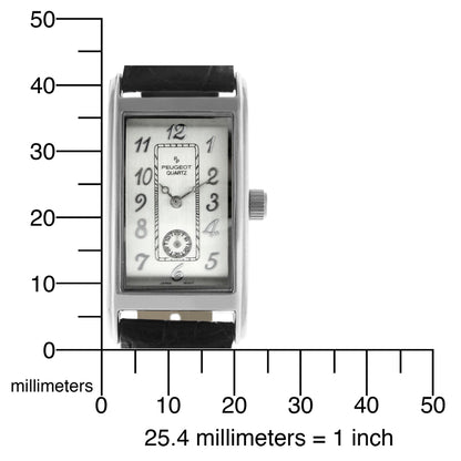 Men's 38x24mm Silver Contour Case Remote Sweep Leather watch