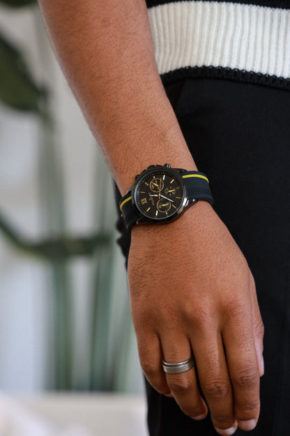 Men's 46mm Yellow Multi-Function Sport Rubber Watch