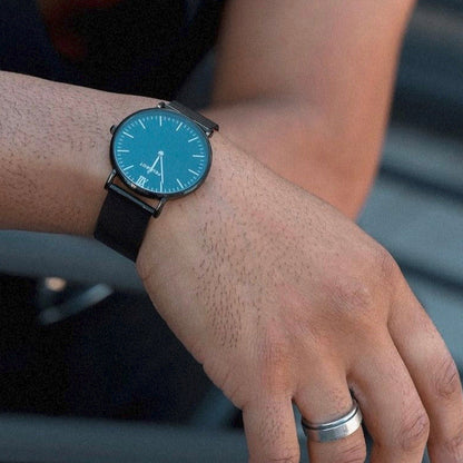 Men's Ultra Slim 40mm Watch with PVD Plated Black Mesh Band