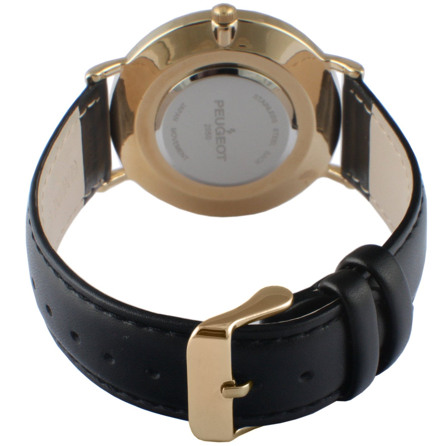 Men's 40mm Black Dial Super Slim Leather Strap Watch