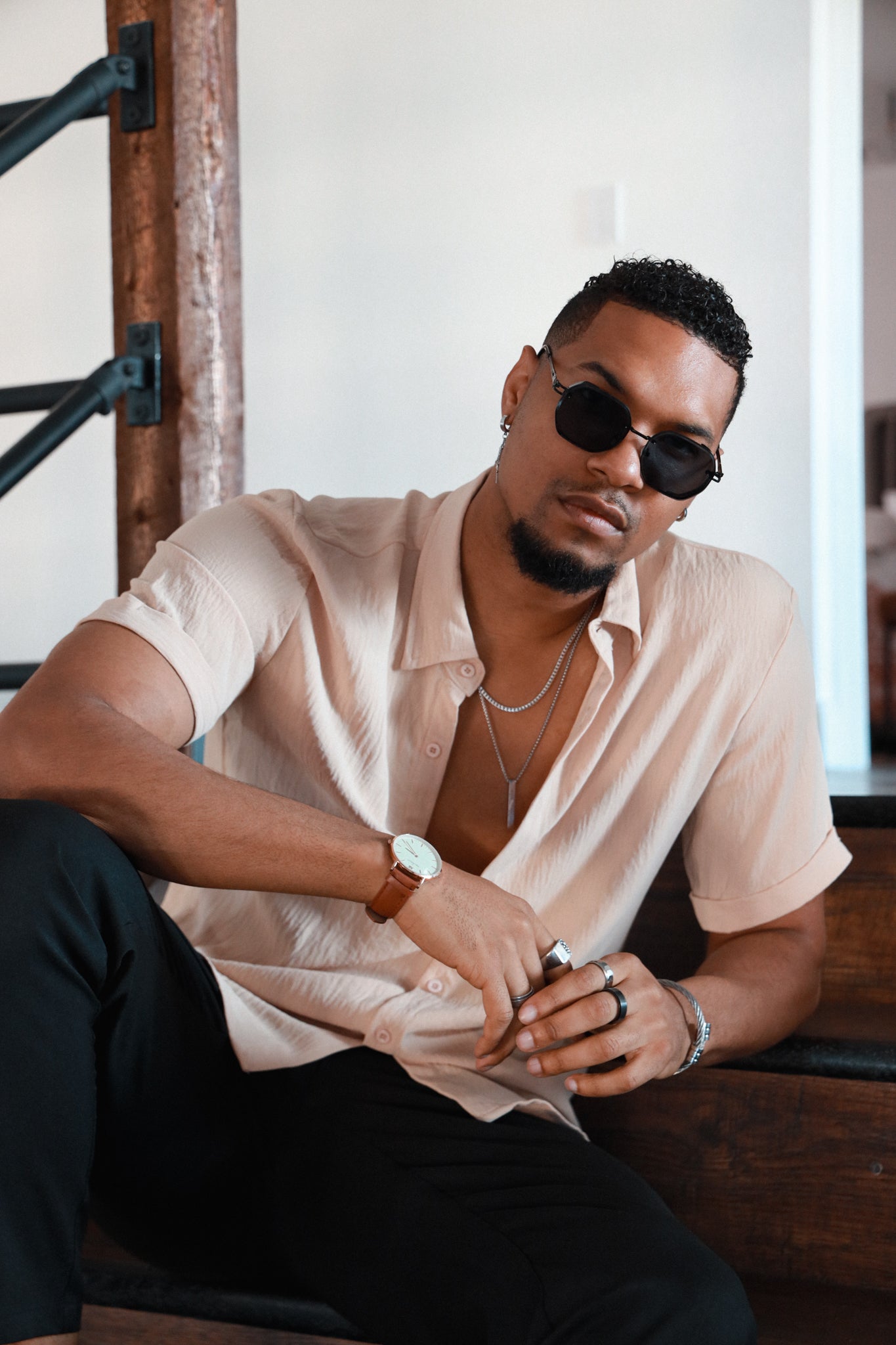 Men's 40mm Cream Dial Super Slim Leather Strap Watch