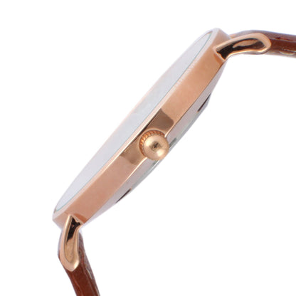 Men's 40mm Cream Dial Super Slim Leather Strap Watch