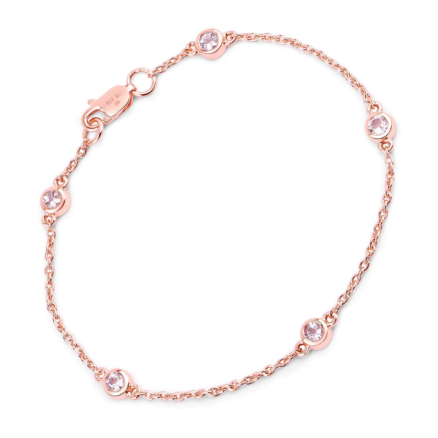 Pulsera de plata de ley .925 con morganita genuina de 0.45 quilates
