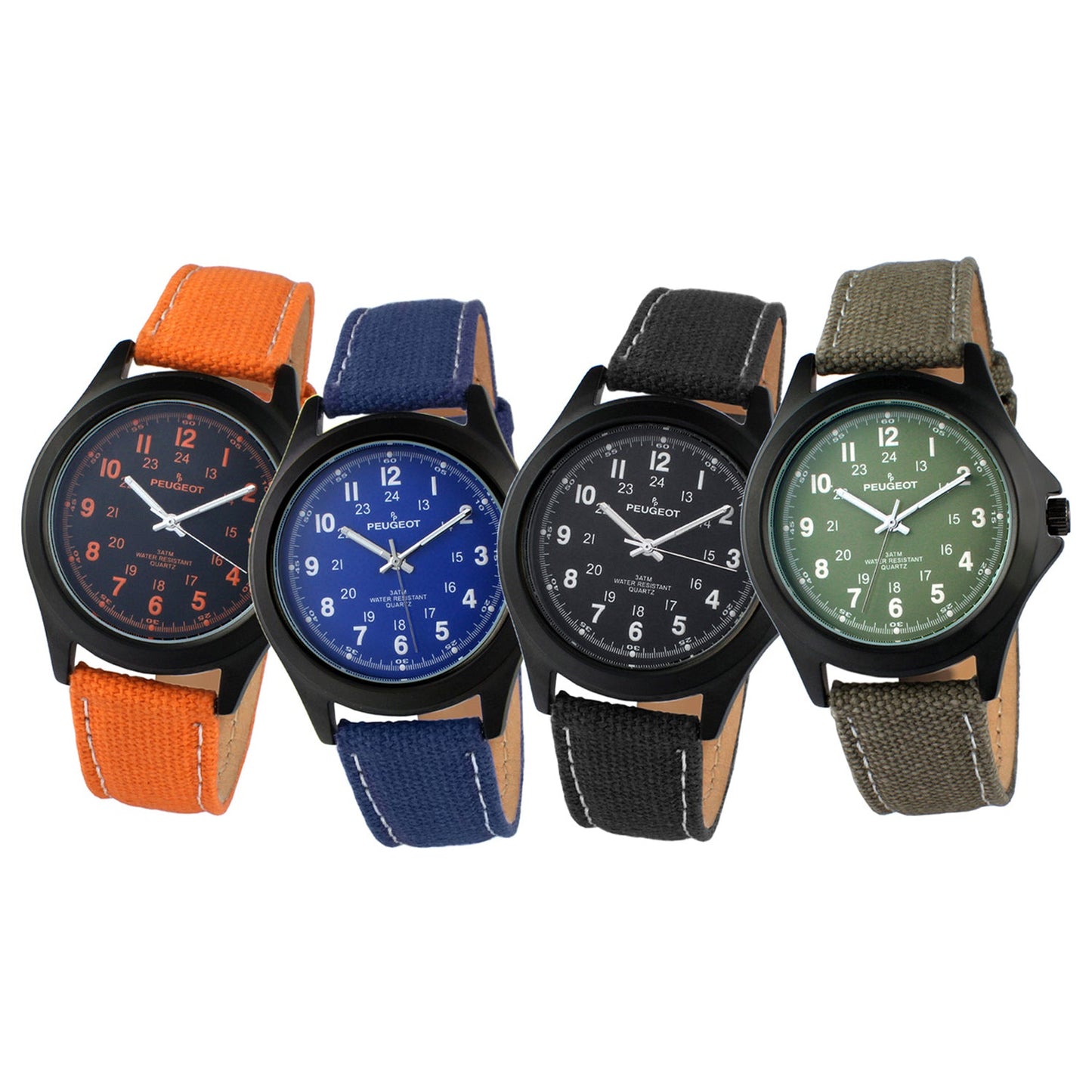Men's 40mm Black Military Dial Sport Canvas Strap Watch