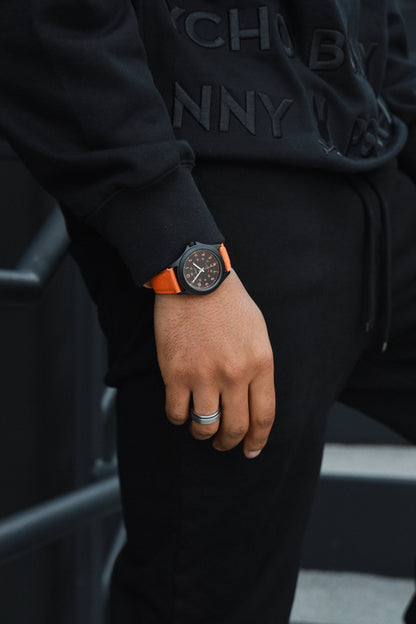 Men's 40mm Military Dial Sport Orange Canvas Strap Watch