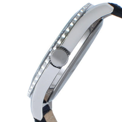 Men's 42mm Sport Bezel Watch with Blue Dial and Canvas Strap