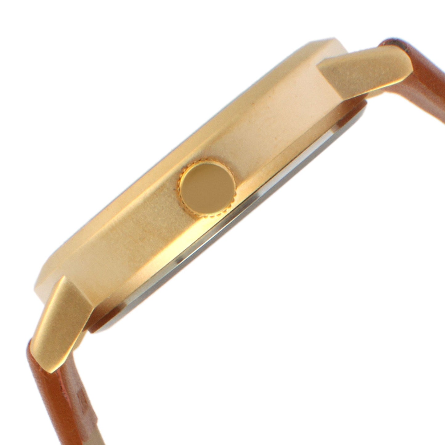 Men's 40mm Brown Minimalist Calfskin Leather Strap Watch