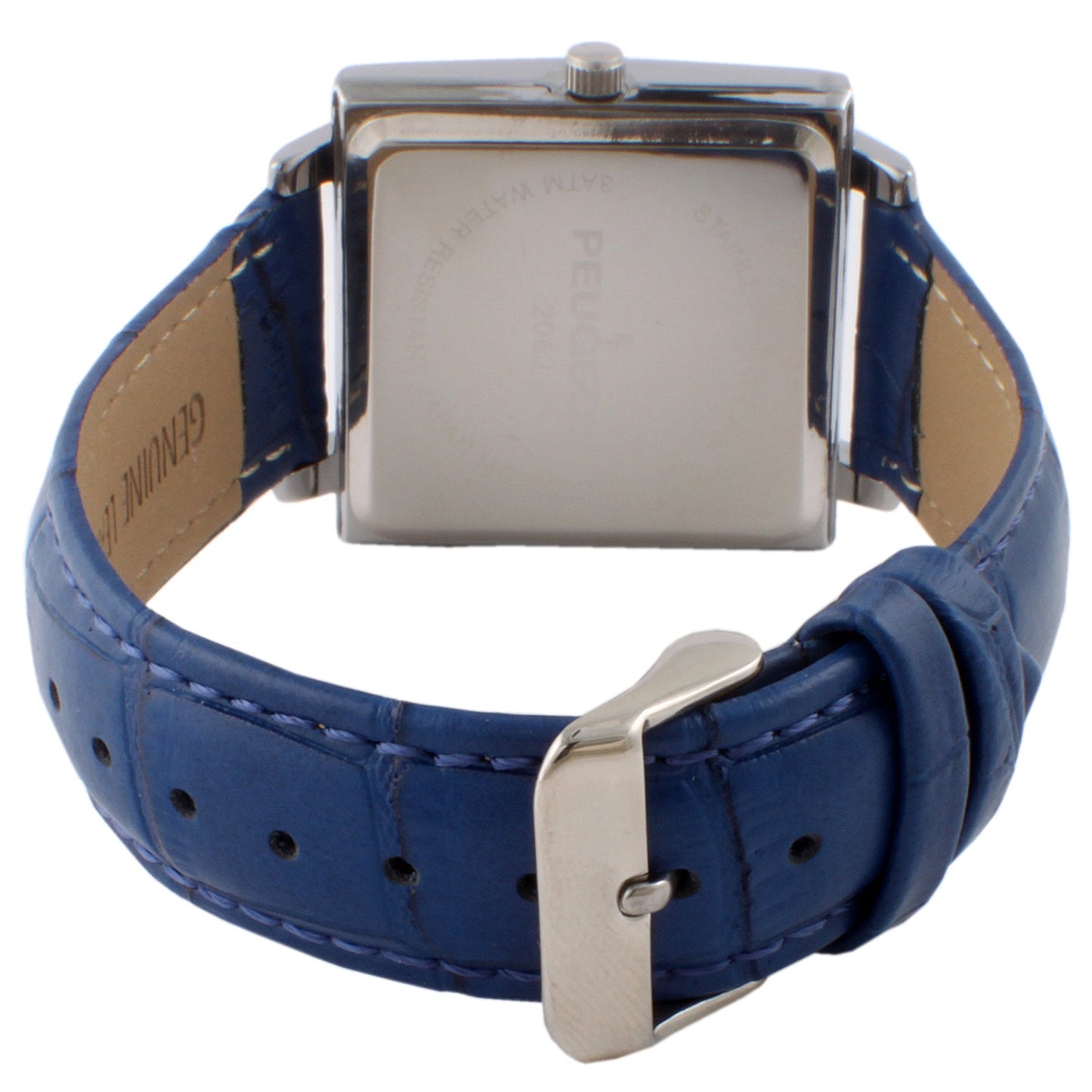Men's Modern 35x35mm Square Watch with Metal Case and Leather Band