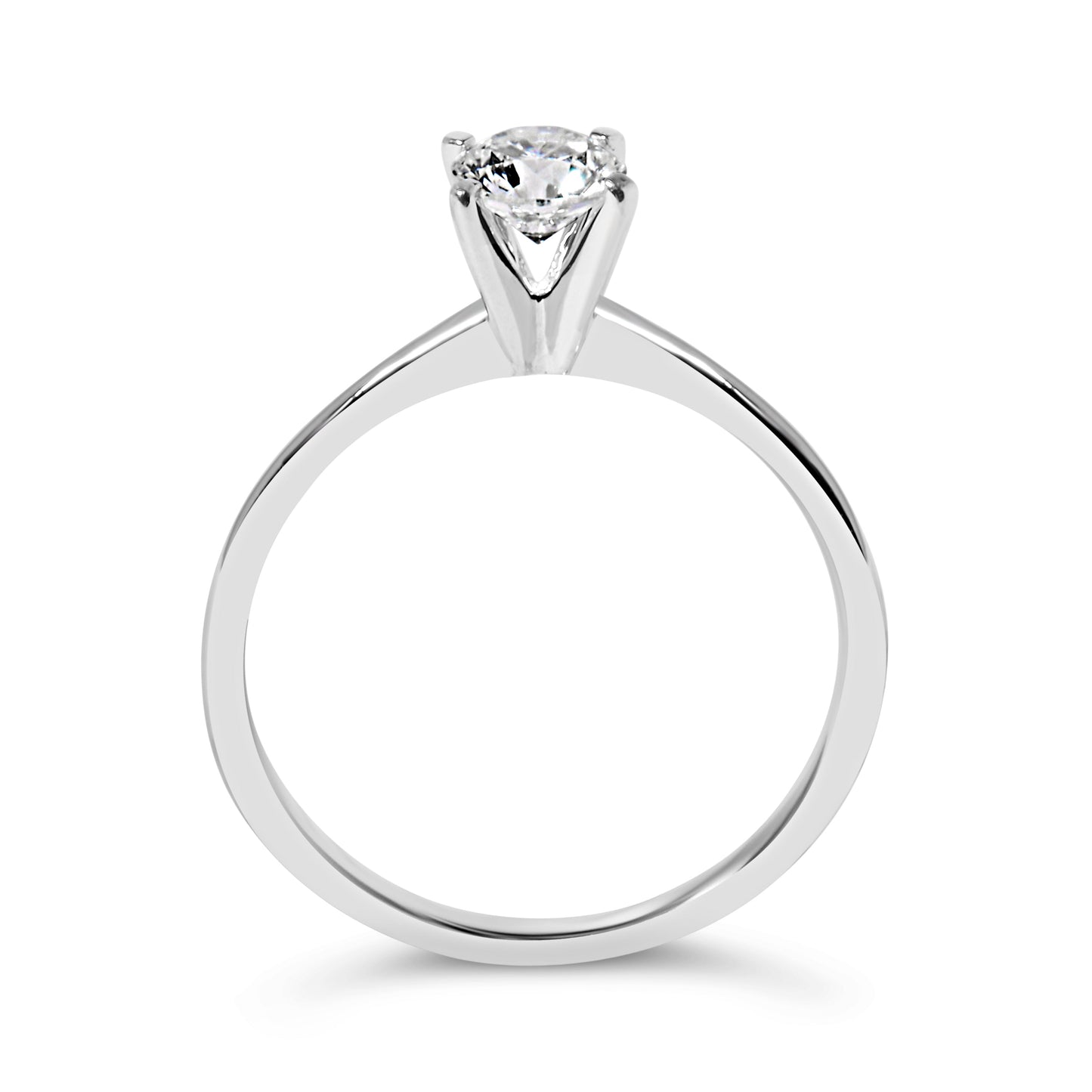 Anillo de compromiso solitario de 4 puntas de oro blanco de 14 quilates con diamante redondo cultivado en laboratorio de 1/2 quilate total (color F-G, claridad VS2-SI1) - Talla 7