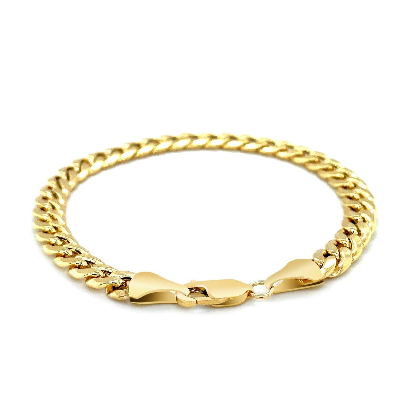Pulsera cubana Miami semirrígida de oro amarillo de 14k y 6.9mm