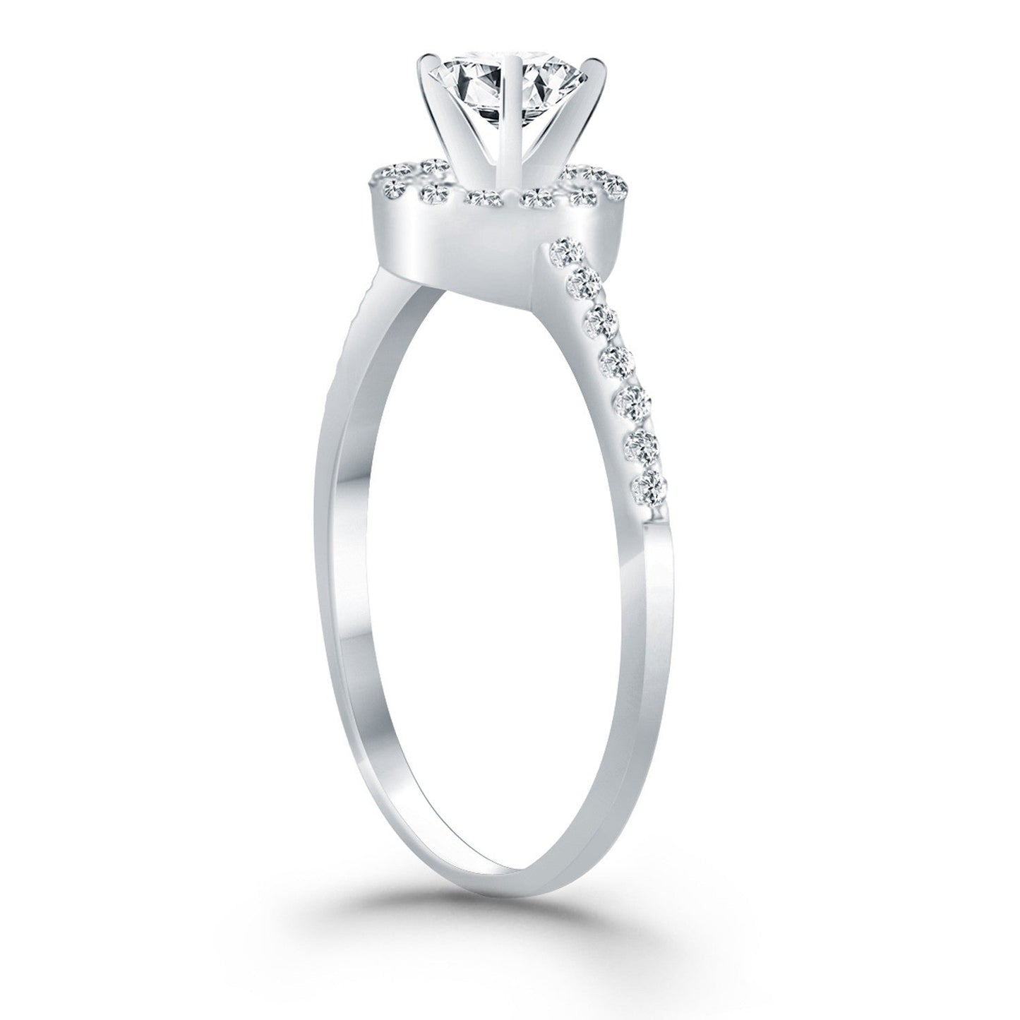 Anillo de compromiso con halo de diamantes en oro blanco de 14k