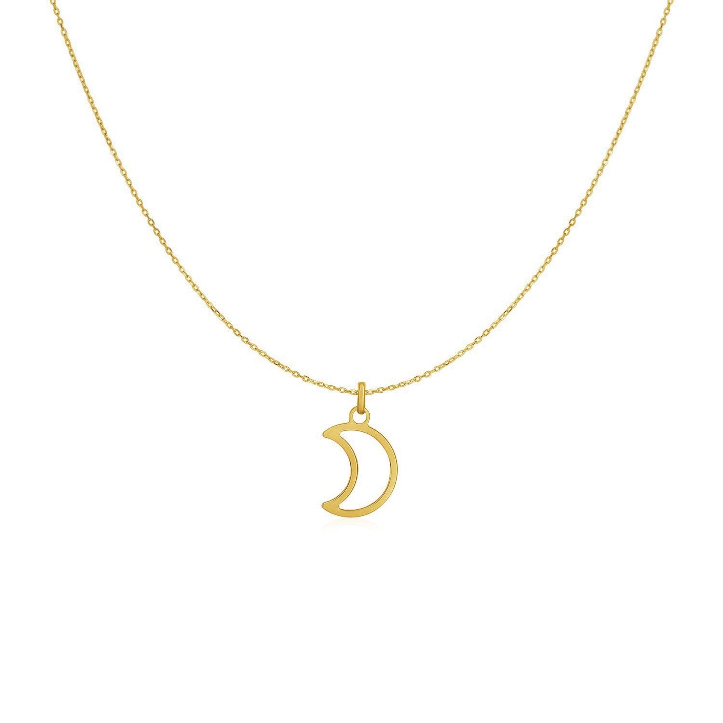 Collar de oro amarillo de 14k con luna