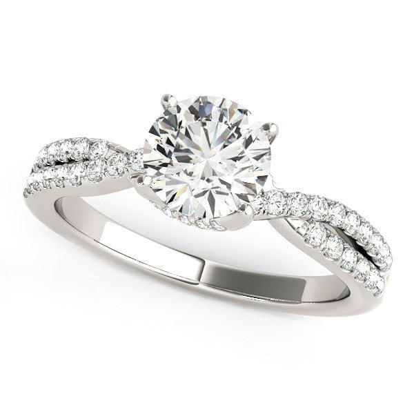 Anillo de compromiso de oro blanco de 14 quilates con diamantes, montura elegante de vástago dividido (1 1/4 cttw)
