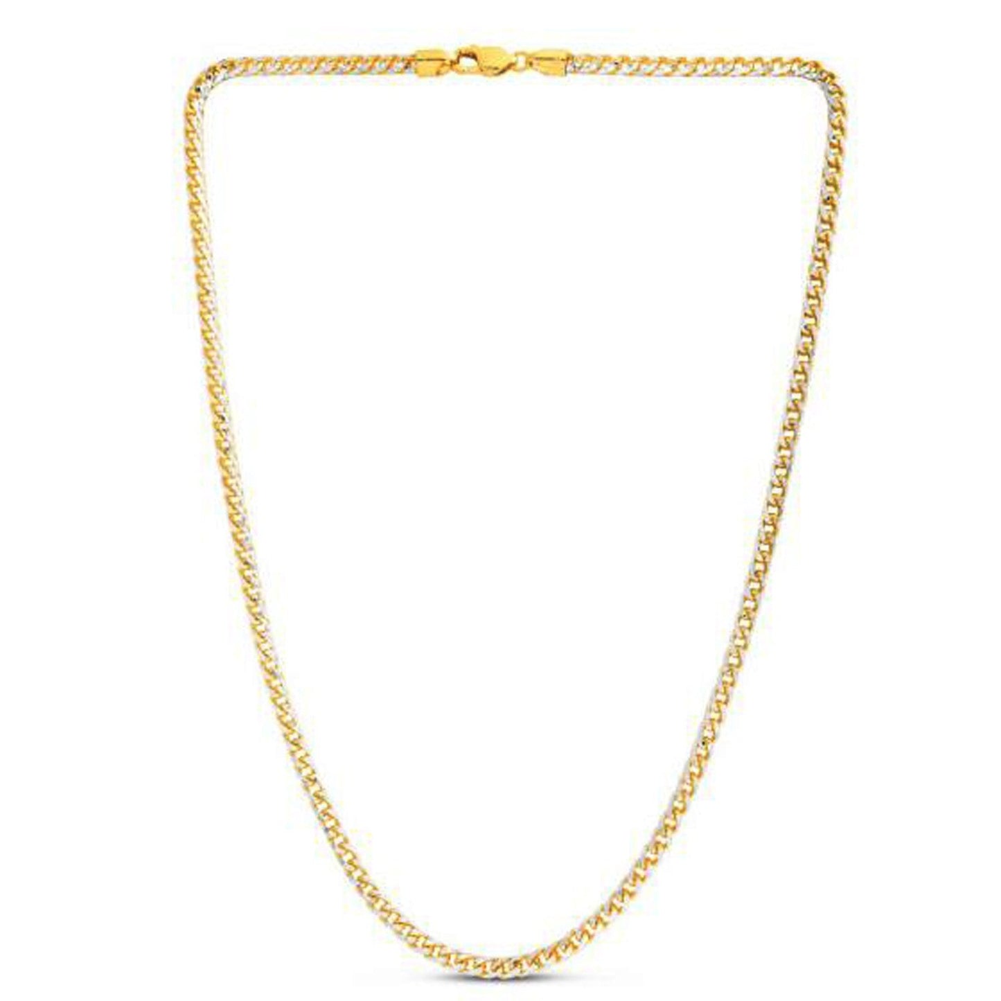Cadena de oro amarillo de 14k con Pavé de Franco redonda (4.00 mm)