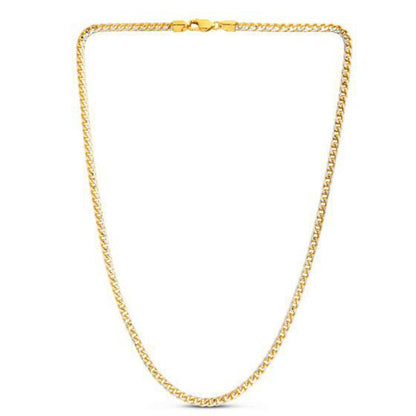 Cadena de oro amarillo de 14k con Pavé de Franco redonda (4.00 mm)