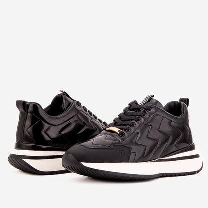 The Veneto Black Leather Men Sneaker