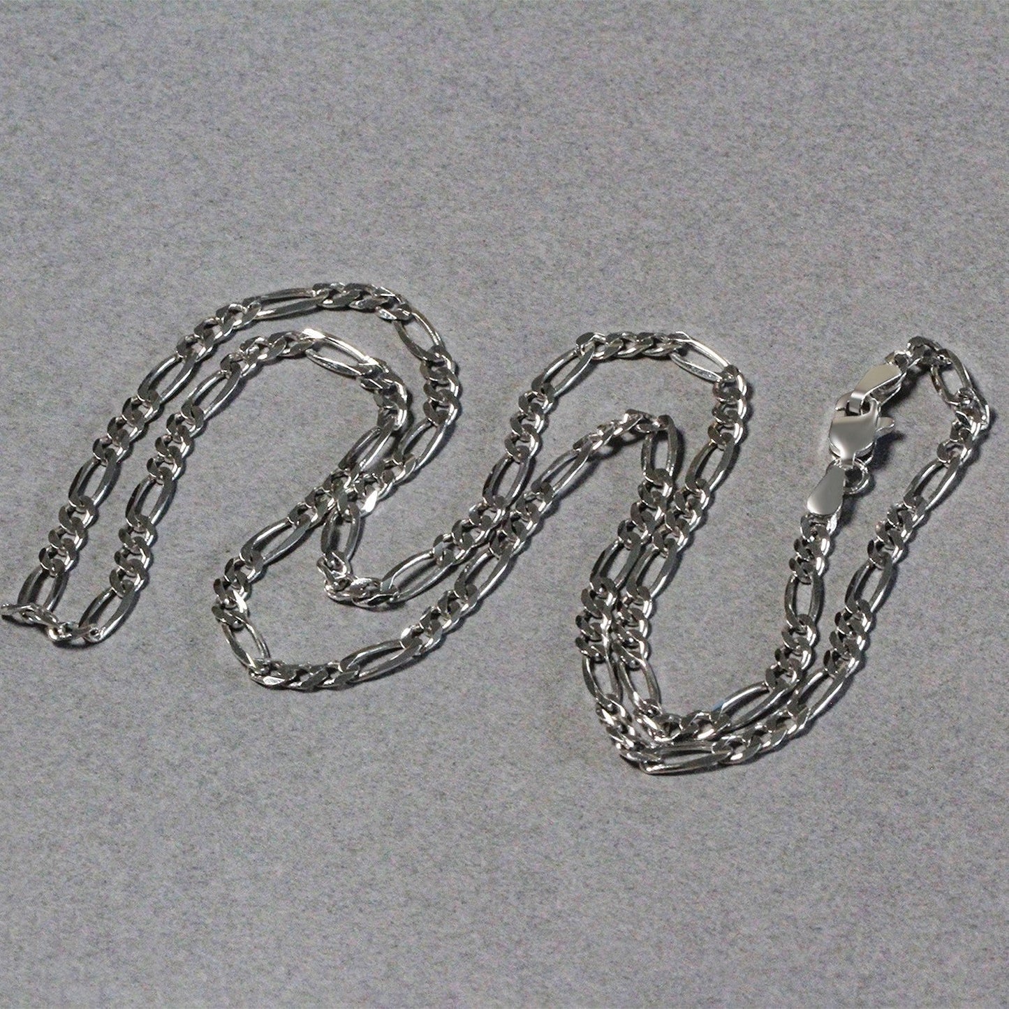 Cadena Fígaro sólida de 3.0mm de oro blanco de 14k