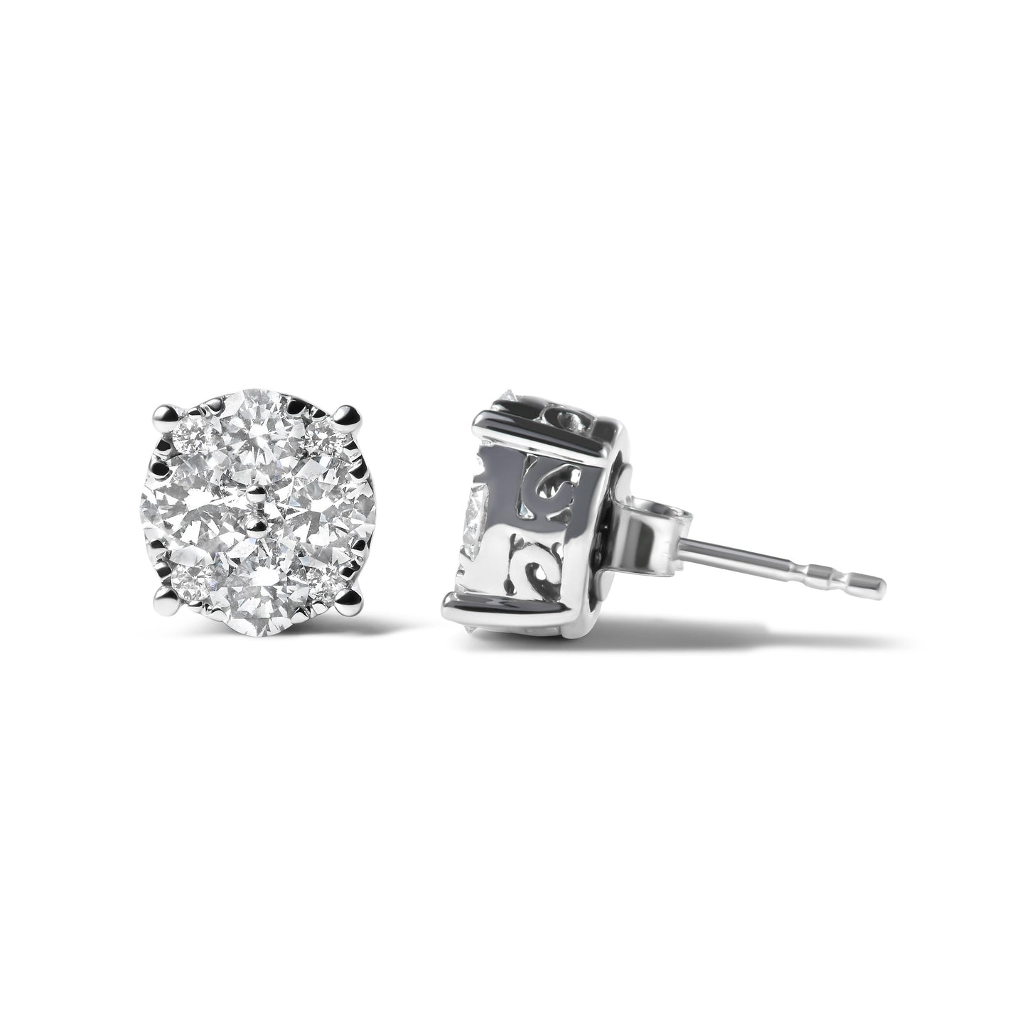 Pendientes de oro blanco de 14 quilates con diamantes de laboratorio de 2,00 quilates en total (color G-H, claridad VS1-VS2)