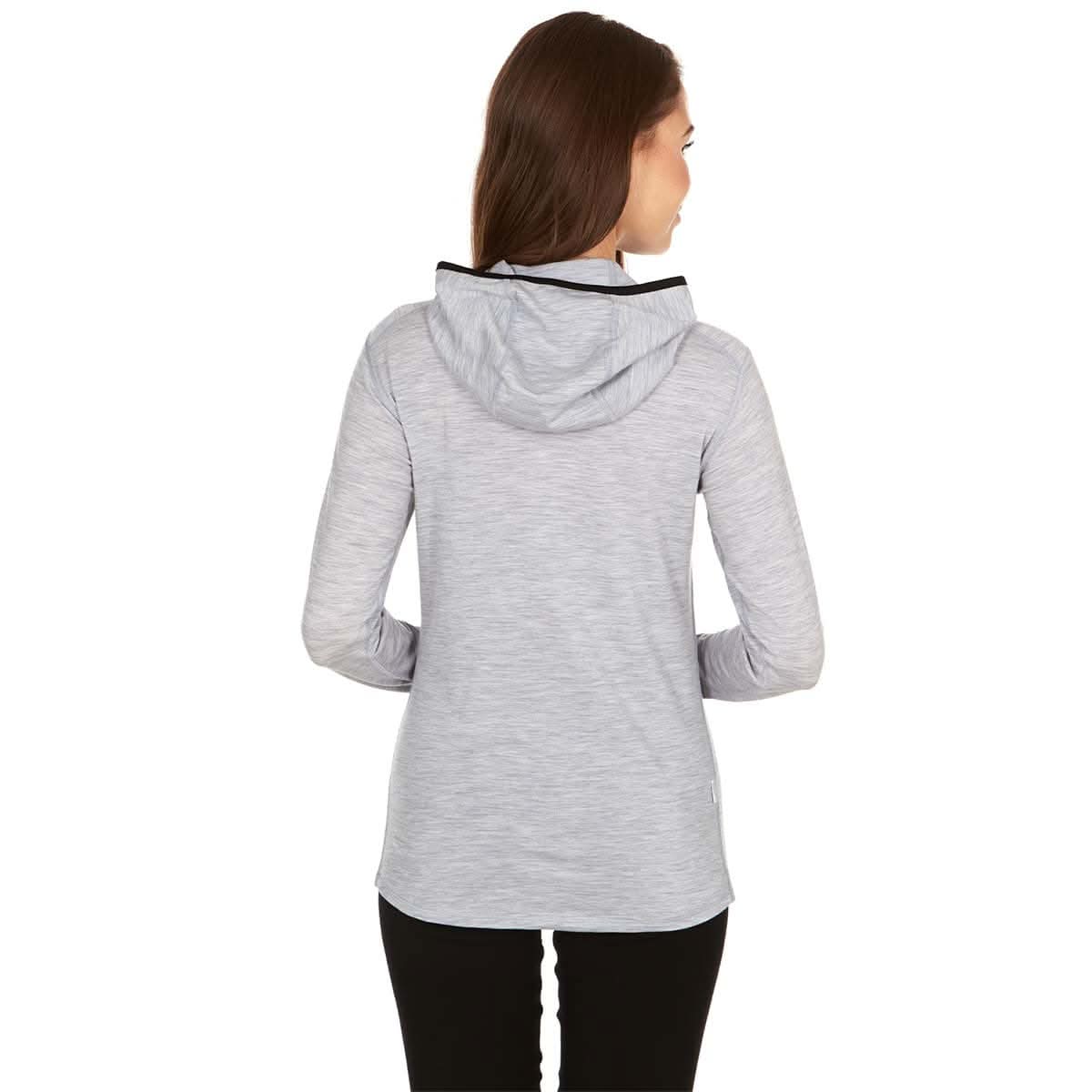Sudadera de mujer con cremallera de 1/4 y capucha de lana merina - Micropeso