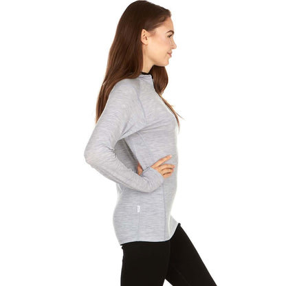 Sudadera de mujer con cremallera de 1/4 y capucha de lana merina - Micropeso