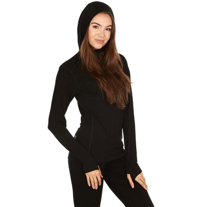 Sudadera de mujer con cremallera de 1/4 y capucha de lana merina - Micropeso