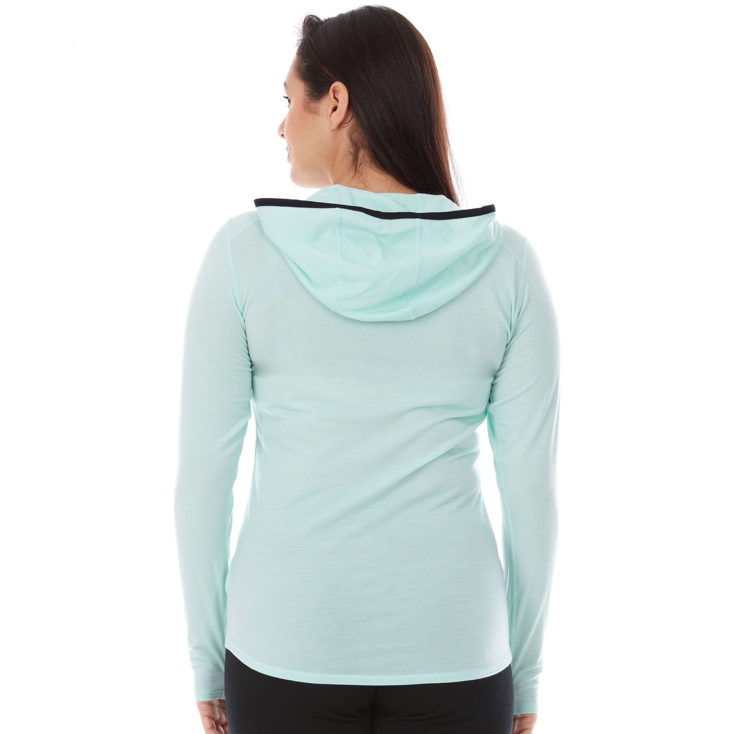 Sudadera de mujer con cremallera de 1/4 y capucha de lana merina - Micropeso