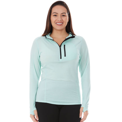 Sudadera de mujer con cremallera de 1/4 y capucha de lana merina - Micropeso