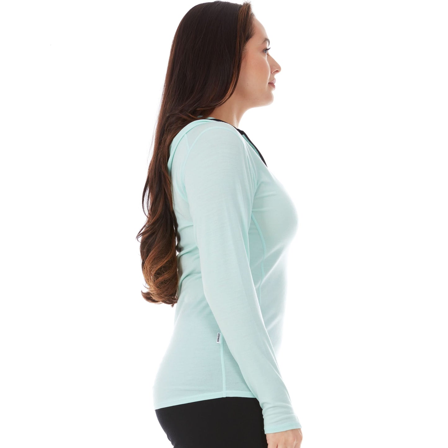 Sudadera de mujer con cremallera de 1/4 y capucha de lana merina - Micropeso